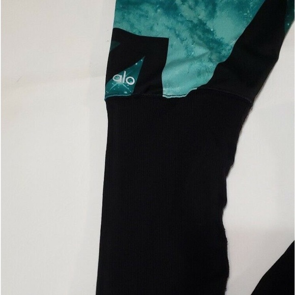 Alo Yoga Goddess Ribbed Ruched Geo Legging Island Green Space / Black Size XS - Picture 4 of 12